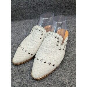 Agave Sky Studded Leather Mule Clogs Women’s 8.5 Cream Snakeskin Made Mexico